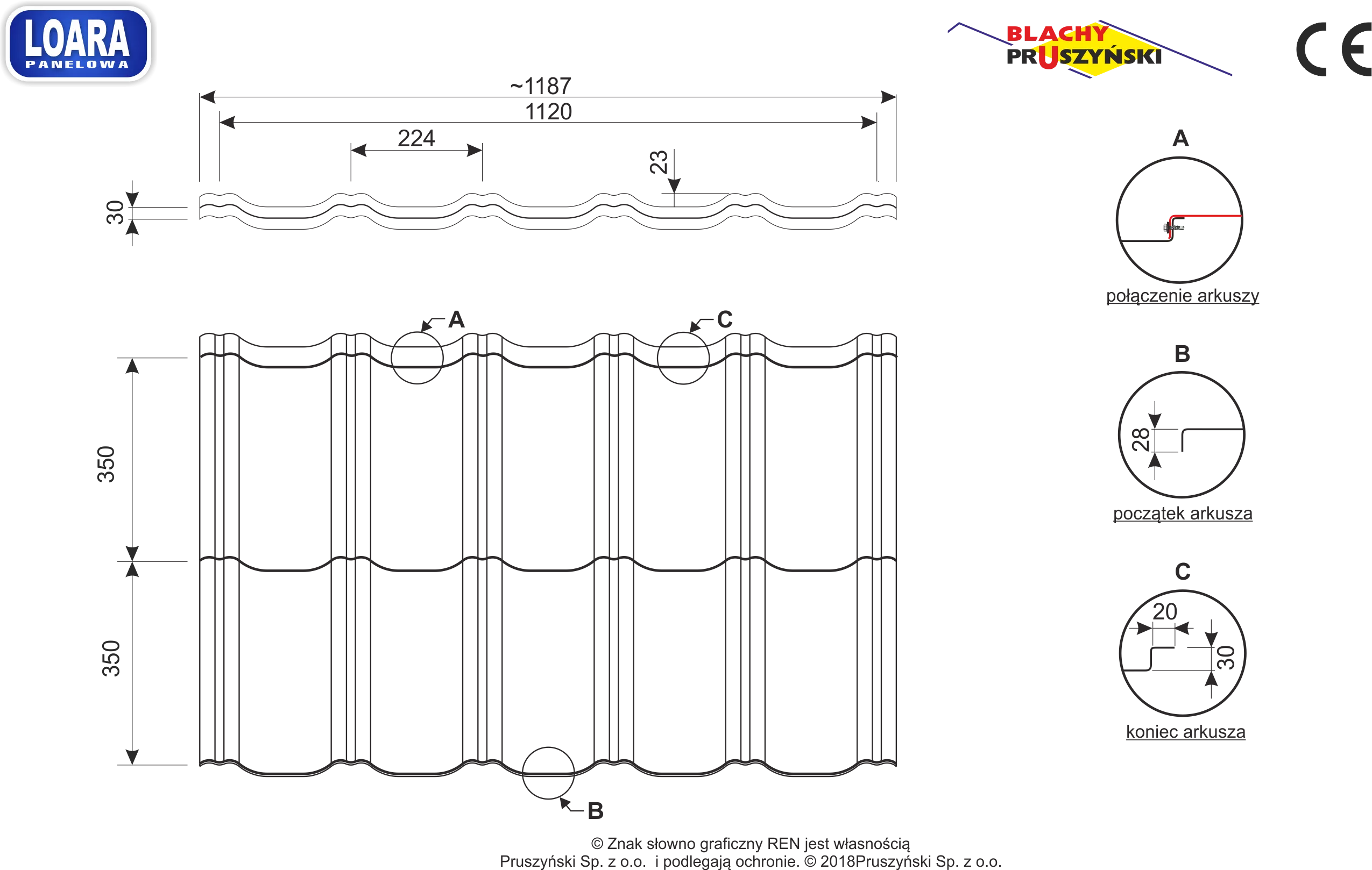 Blachodachówka panelowa Loara 350/30 brąz 8017 Topmat Pruszyński 