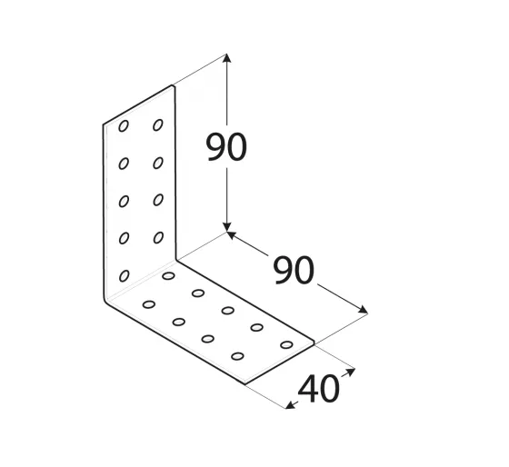 Kątownik montażowy 90x90x40 mm KM16
