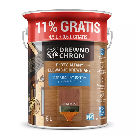 Impregnat do drewna Drewnochron  4.5 l mahoń