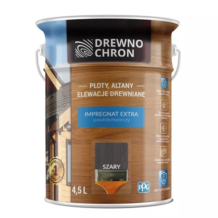 Impregnat do drewna Drewnochron  4.5 l szary