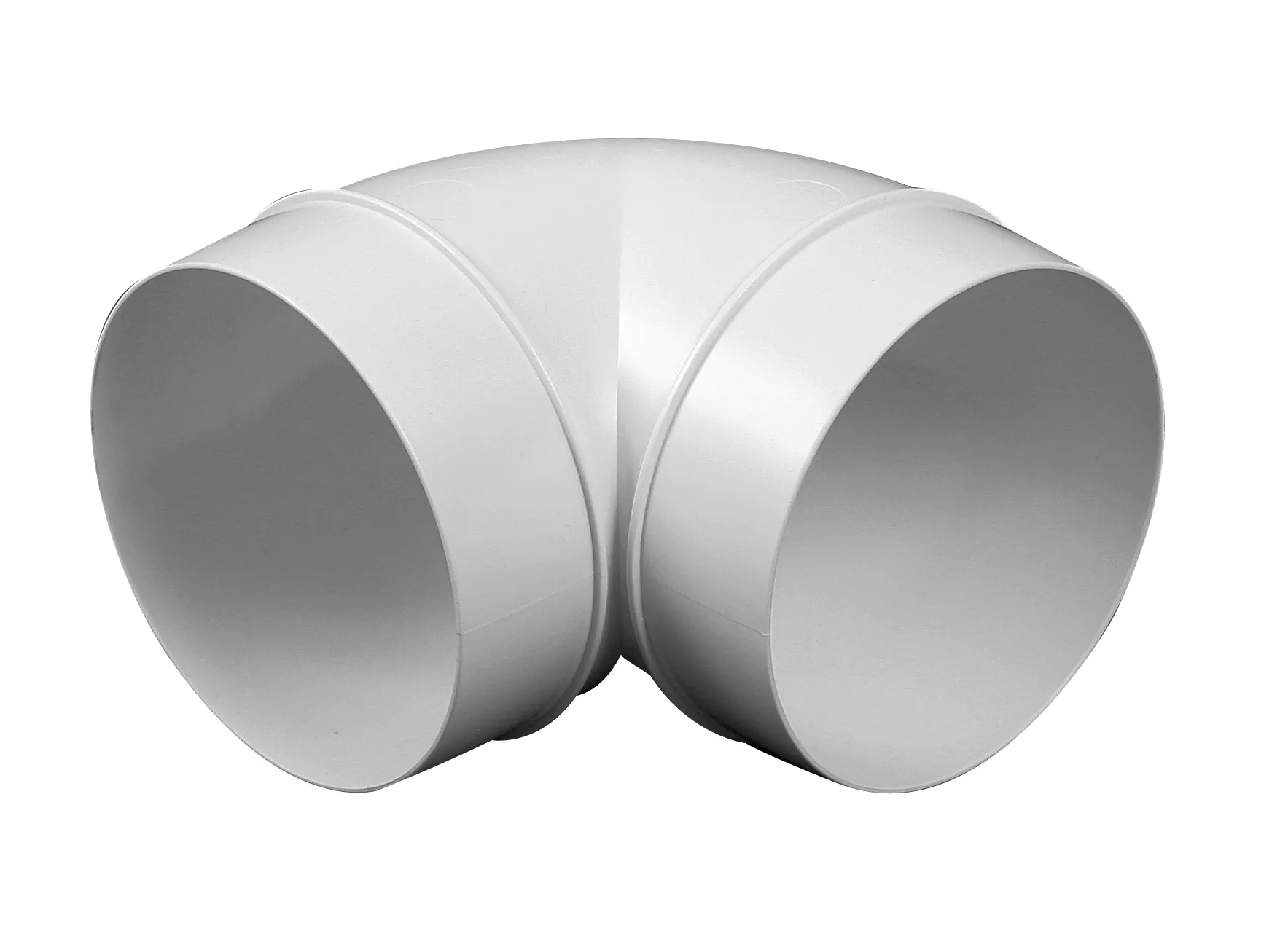 Kolano okrągłe wentylacyjne fi 100 białe 90'