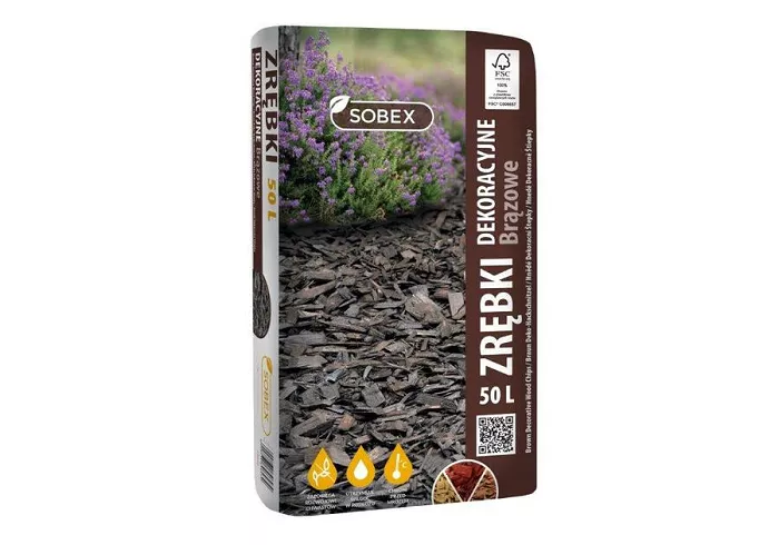 Zrębki dekoracyjne brązowe 50 l Sobex