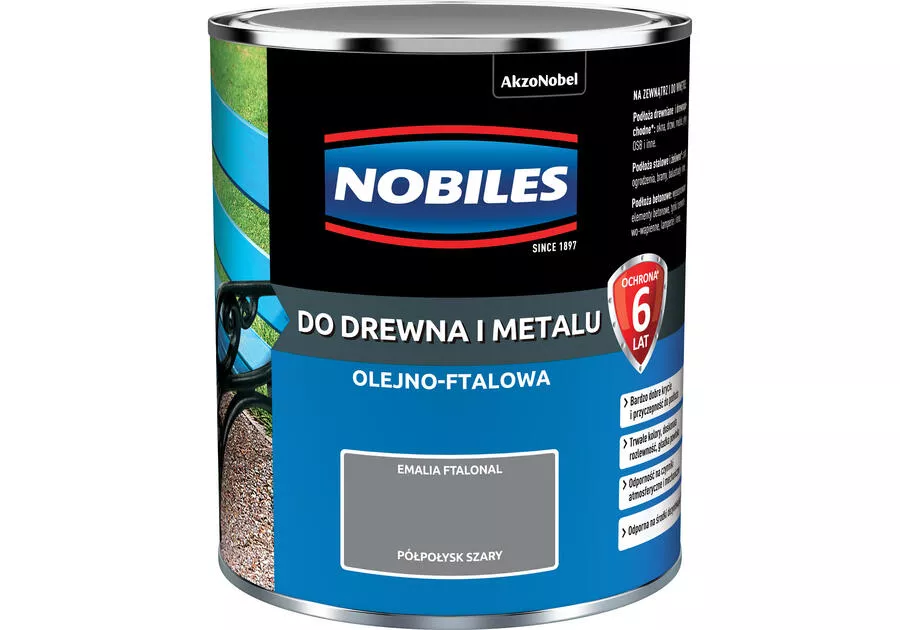 Farba olejno-ftalowa do drewna i metalu 0,7 l szara 