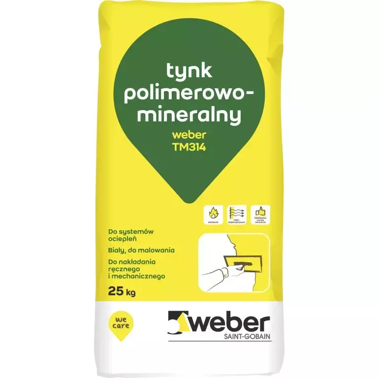 Tynk mineralny Weber 314 TM 25 kg 1,5 mm