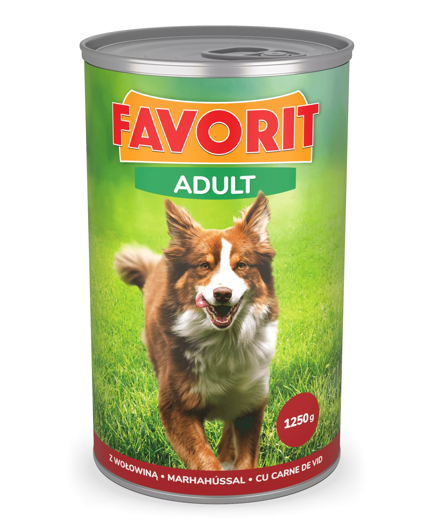 Karma mokra dla psów z wołowiną 1,25 kg Favorit