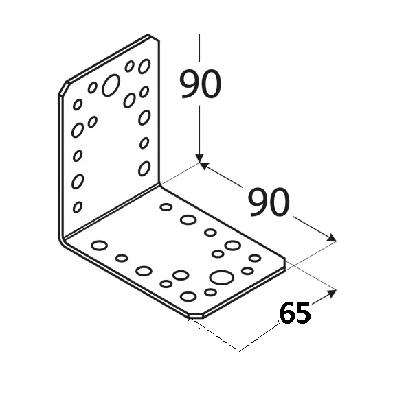 Kątownik ciesielski łącznikowy 90x90x65 mm KŁ4