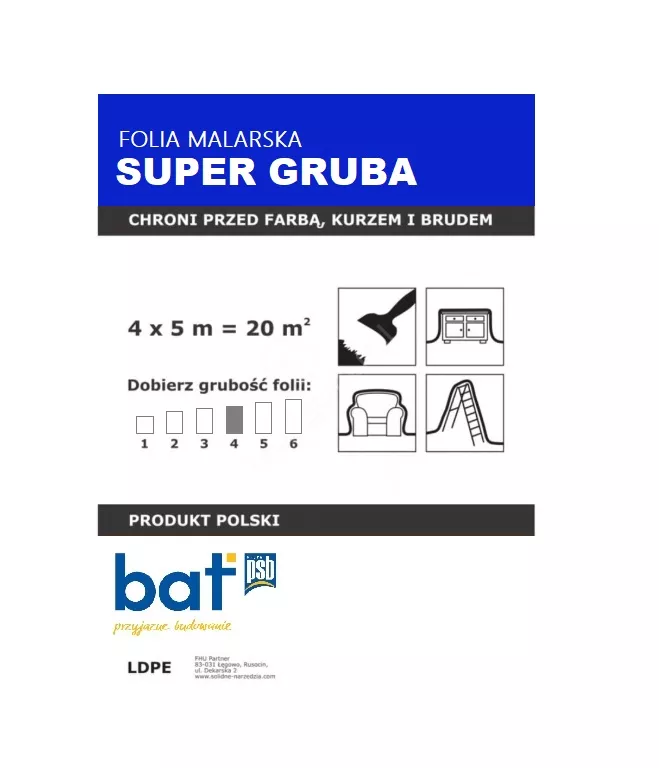 Plandeka malarska 4x 5m super gruba Bat