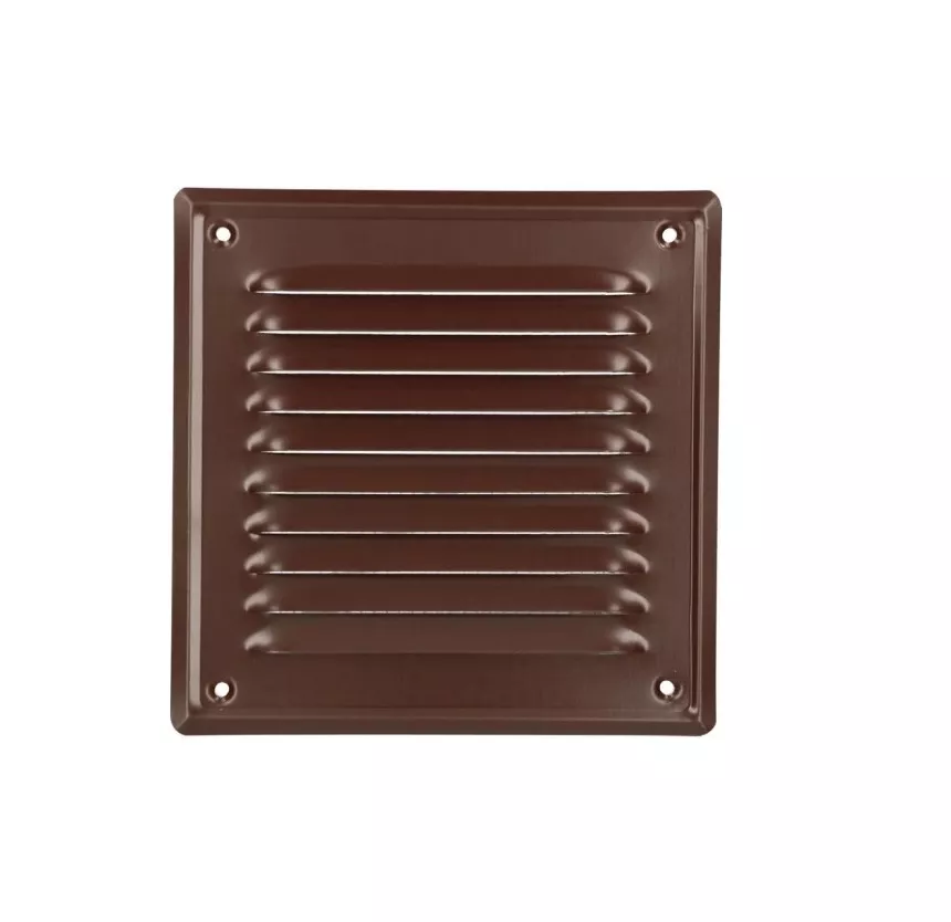 Kratka wentylacyjna brązowa z siatką 14 x 21 cm metalowa