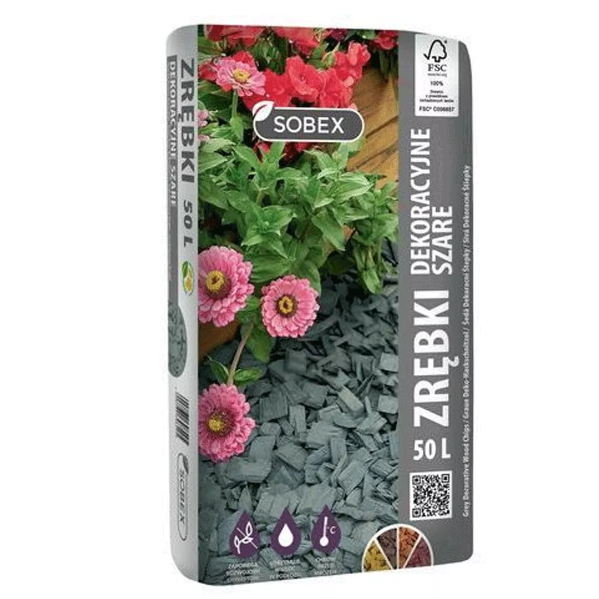 Zrębki dekoracyjne szare 50 l Sobex