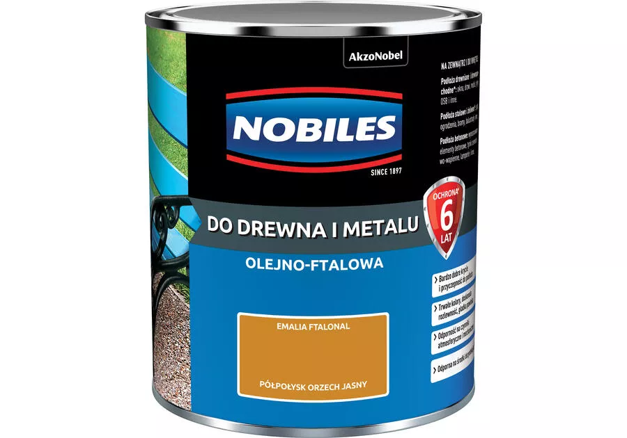 Farba olejno-ftalowa do drewna i metalu 0,7 l orzech jasny