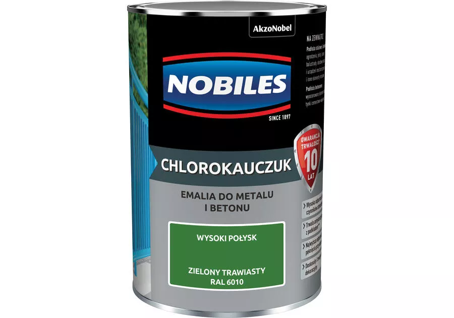 Emalia do metalu i betonu Chlorokauczuk zielony trawiasty wysoki połysk 0,9L