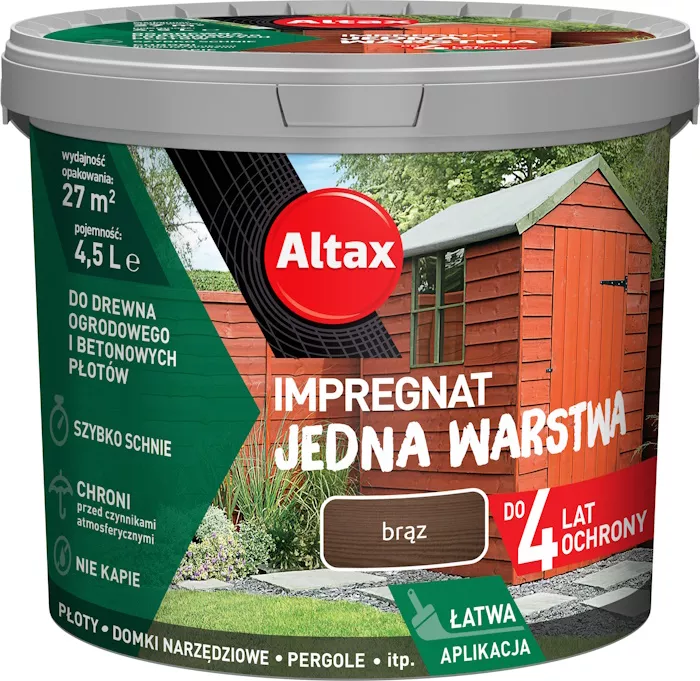 Impregnat do drewna Jedna Warstwa 4,5 l brąz Altax