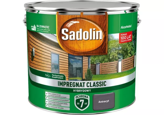 Impregnat Hybrydowy Classic do drewna 9 l antracyt