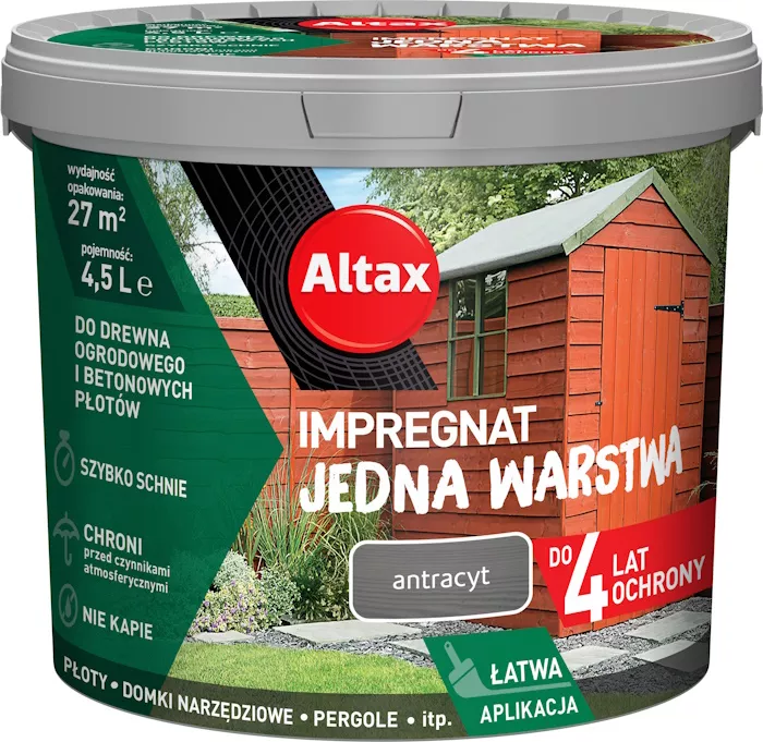 Impregnat do drewna Jedna Warstwa 4,5 l antracyt Altax 