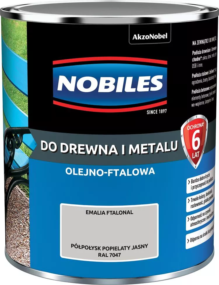 Farba olejno-ftalowa do drewna i metalu 0,7 l popielaty jasny