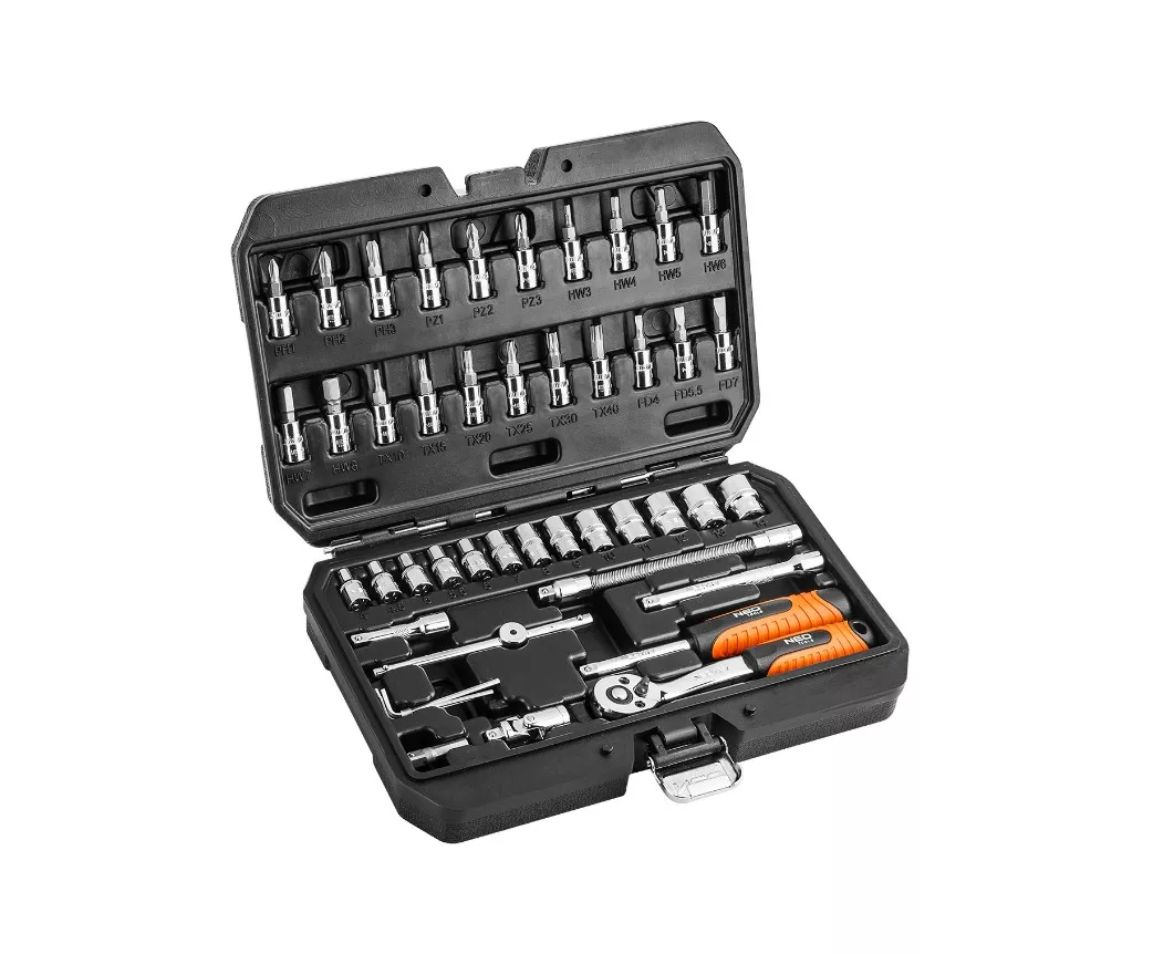 Klucze nasadowe 1/4" Zestaw 46 szt.