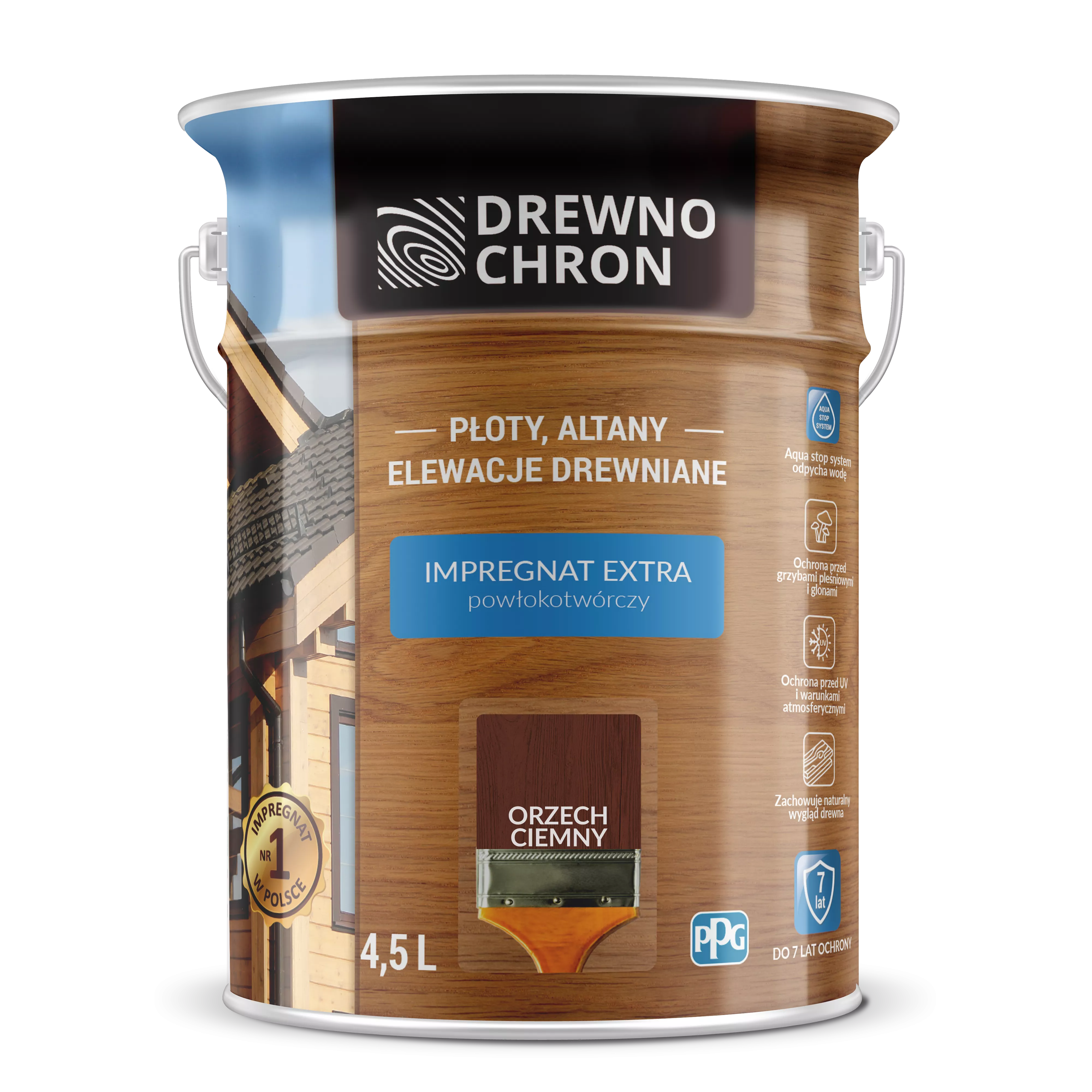 Impregnat do drewna Drewnochron  4,5 l orzech ciemny