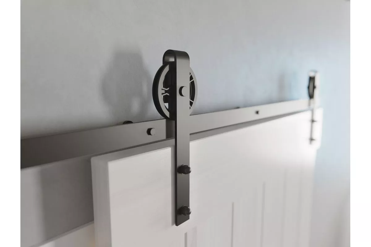 System przesuwny LOFT 200 cm czarny mat, drzwi przesuwne, duże koła