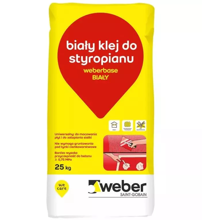 Klej do styropianu i siatki Weberbase biały 25 kg 