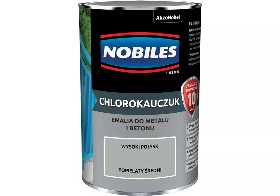 Emalia do metalu i betonu Chlorokauczuk popiel średni 0.9 l
