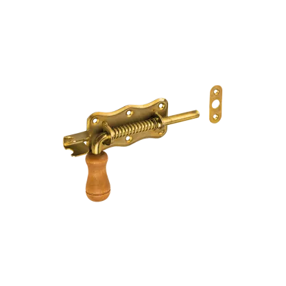 Zasuwka sprężynowa z rączką drewnianą 150x50 mm WSP150