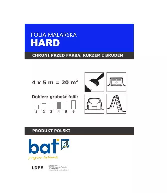 Plandeka malarska 4x 5m Hard Bat