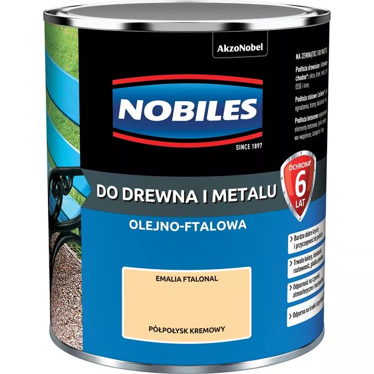 Farba olejno-ftalowa do drewna i metalu 0,7 l kremowa Nobiles 