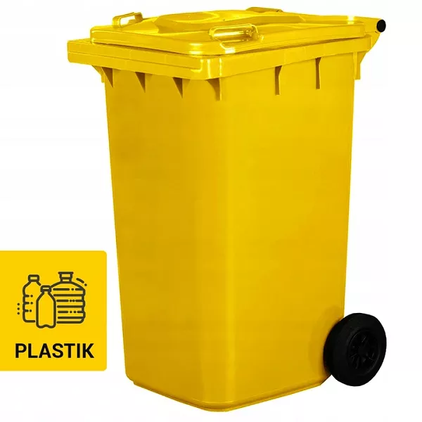 Kosz na śmieci 120L żółty