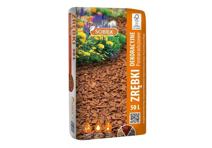 Zrębki dekoracyjne pomarańczowe 50 l Sobex