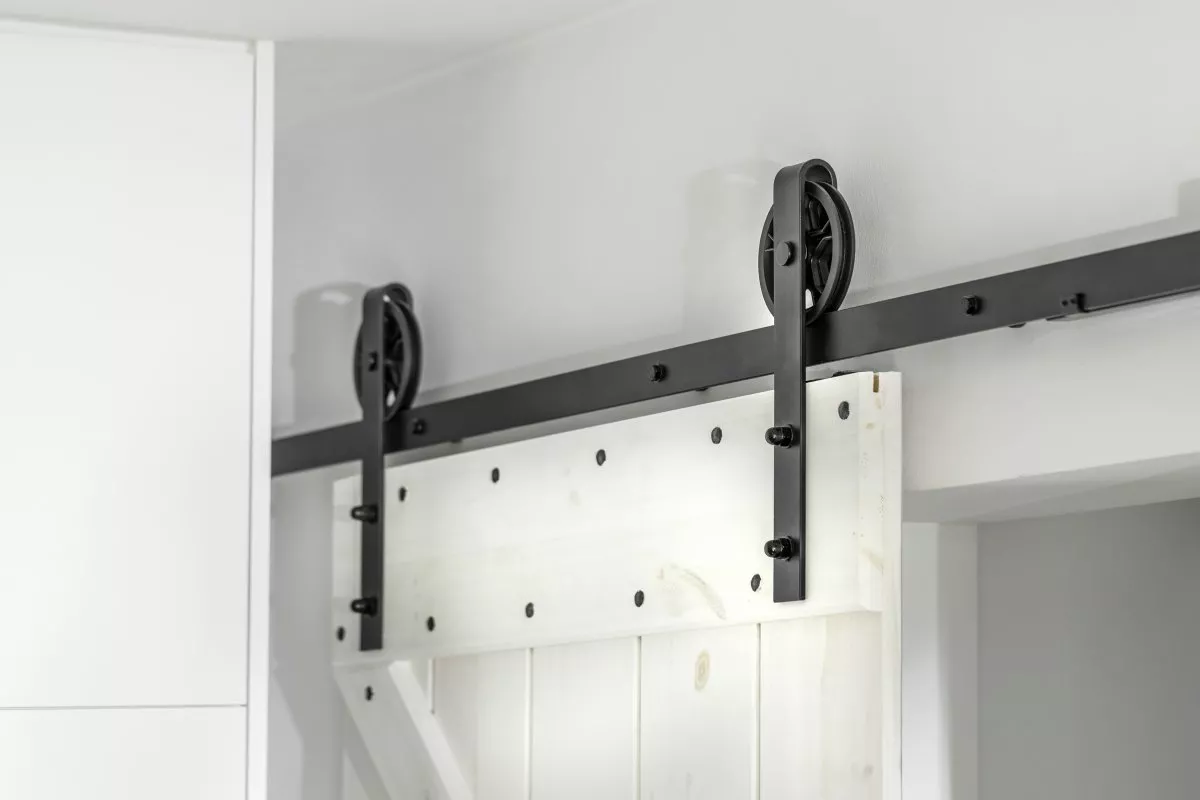 System przesuwny LOFT 200 cm czarny mat, drzwi przesuwne, duże koła