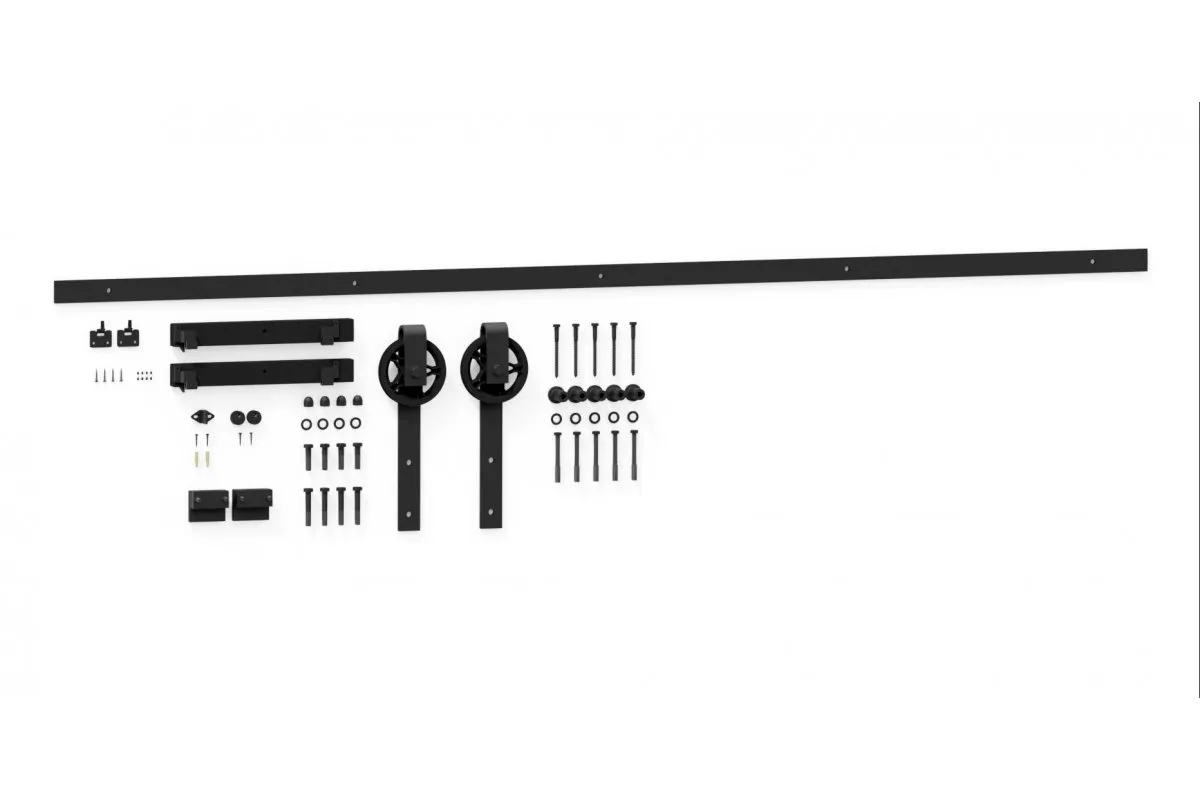 System przesuwny LOFT 200 cm czarny mat, drzwi przesuwne, duże koła