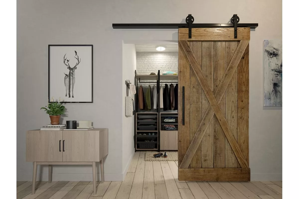 System przesuwny LOFT 200 cm czarny mat, drzwi przesuwne, duże koła