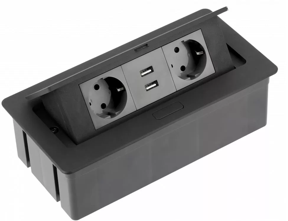 Przedł. biurk. Soft 2gn. USB 2.1A czarny