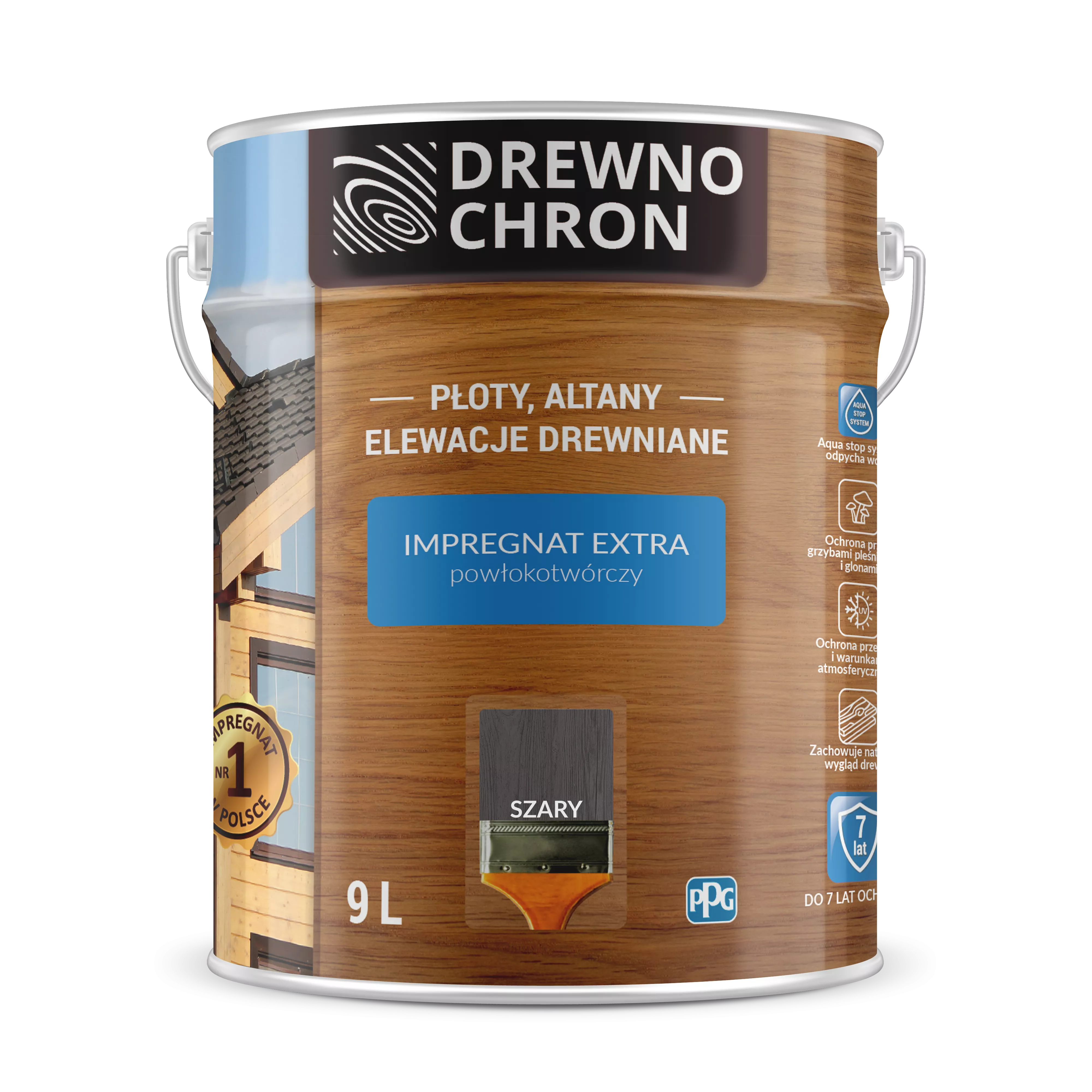 Impregnat do drewna Drewnochron  9 l szary