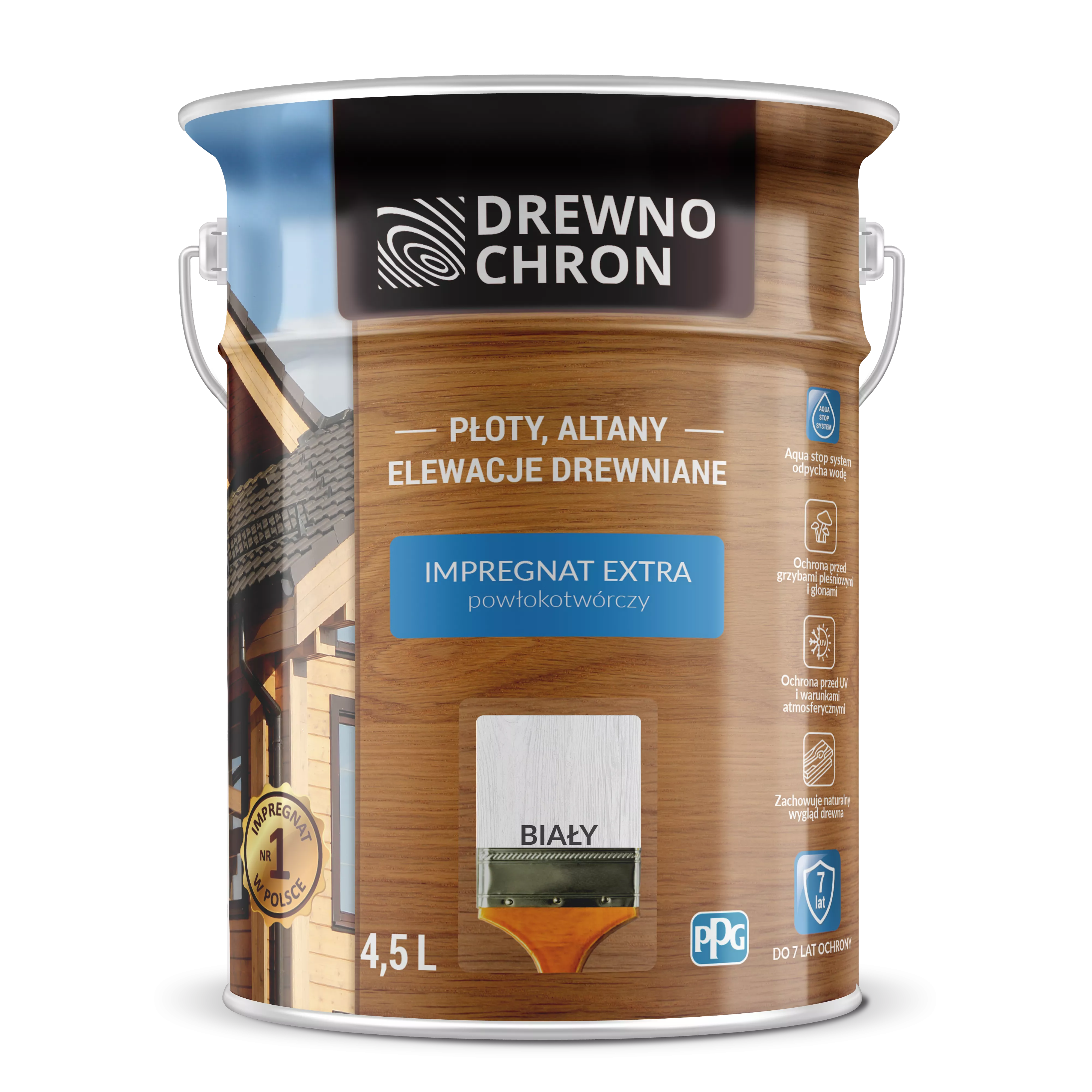 Impregnat do drewna Drewnochron  4.5 l biały