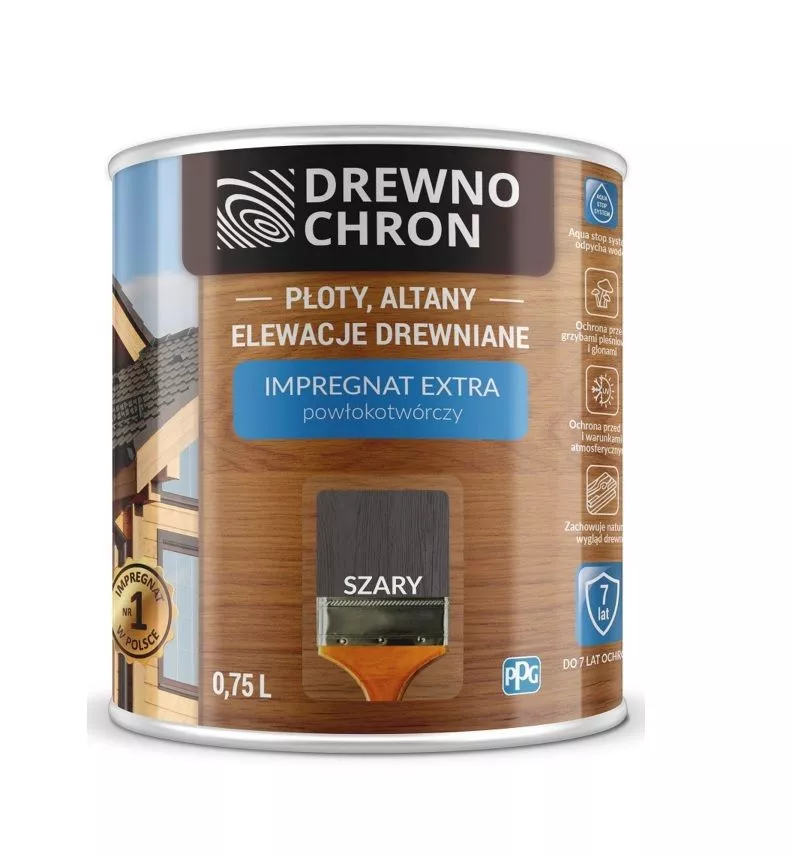 Impregnat do drewna Drewnochron  0.75 l szary