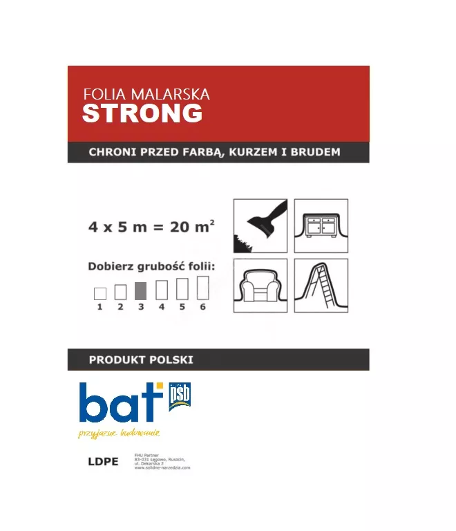 Plandeka malarska 4x 5m Strong Bat