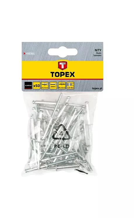 Nity aluminiowe, 4.8mm x 18mm, 50 szt