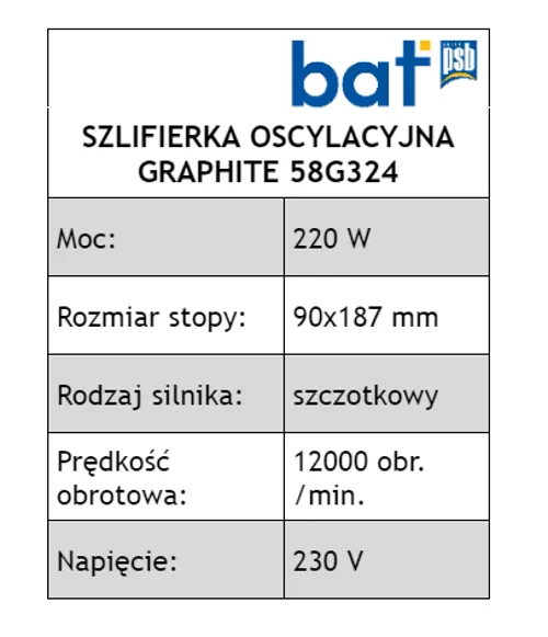 Szlifierka oscylacyjna 220 W Graphite