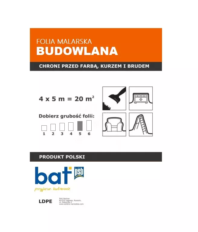 Plandeka malarska 4x 5m budowl. Bat