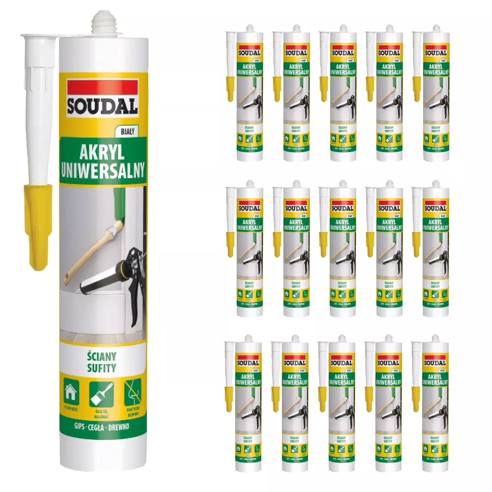 Pakiet uszczelniacz akryl biały 280 ml 15 sztuk