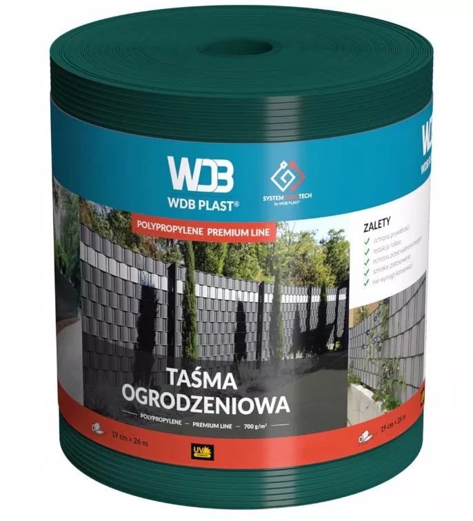 Taśma ogrodzeniowa zielona 19 cm x 26 m