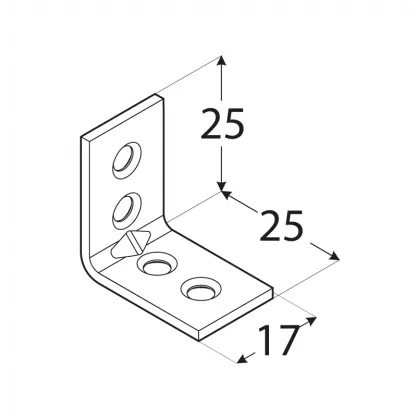 Kątownik wąski 25x25x17 mm KW1