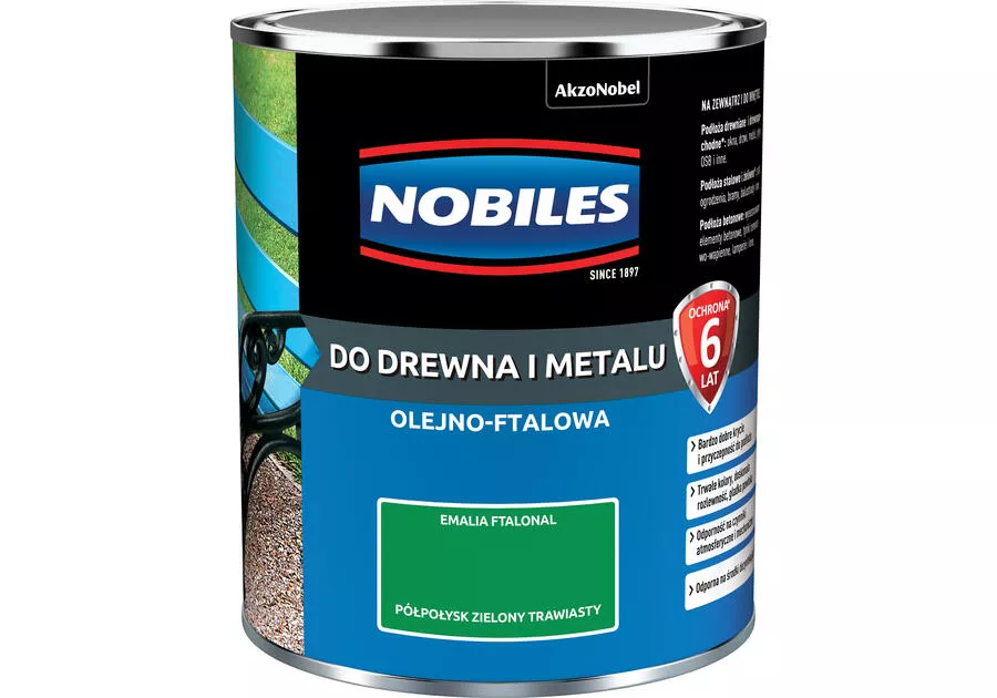 Farba olejno-ftalowa do drewna i metalu 0,7 l zielona trawiasta
