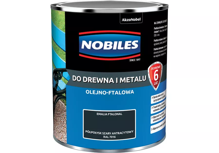 Farba olejno-ftalowa do drewna i metalu 0,7 l antracyt
