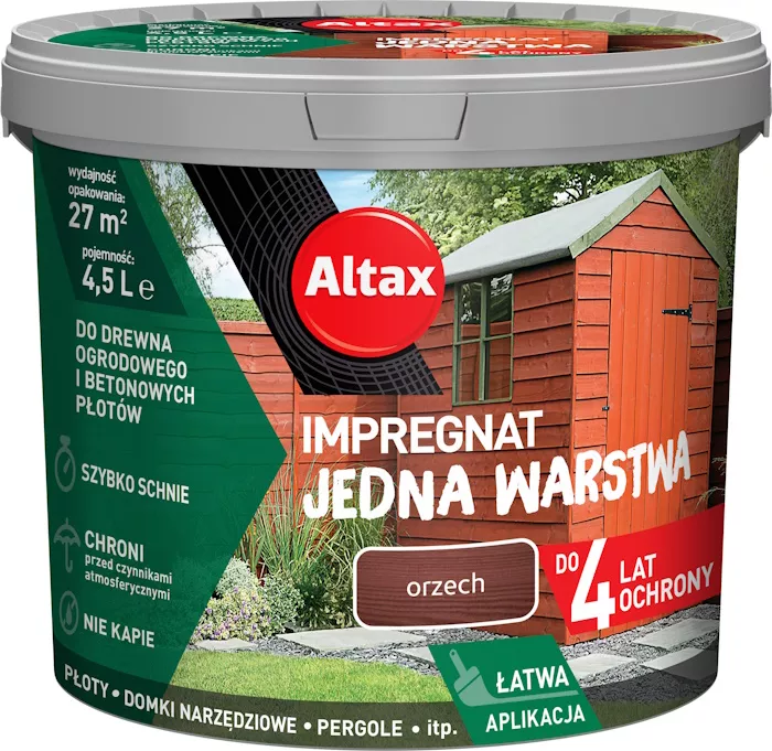 Impregnat do drewna Jedna Warstwa 4,5 l orzech Altax