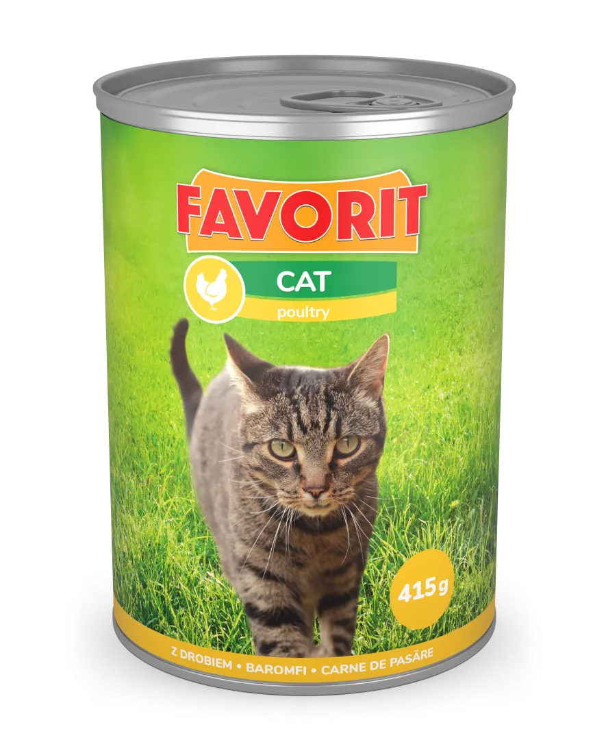 Karma mokra dla kotów  z drobiem 415 g Favorit
