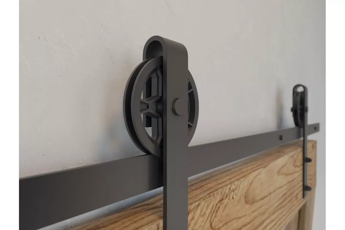 System przesuwny LOFT 200 cm czarny mat, drzwi przesuwne, duże koła