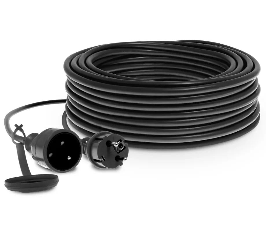 Przedłużacz warsztatowy 1-gniazdo 3x1.5 gumowy czarny 20m 