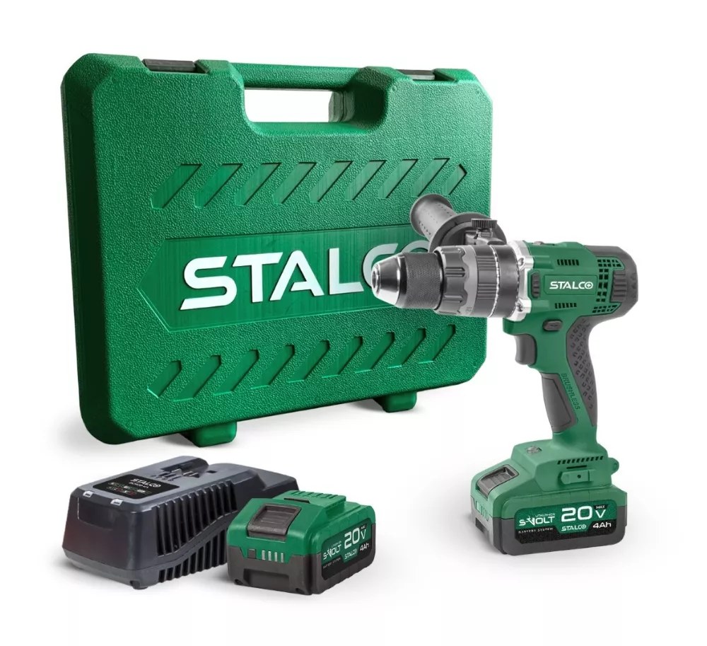Wiertarko-wkrętarka akumulatorowa z udarem 2x 4Ah Stalco